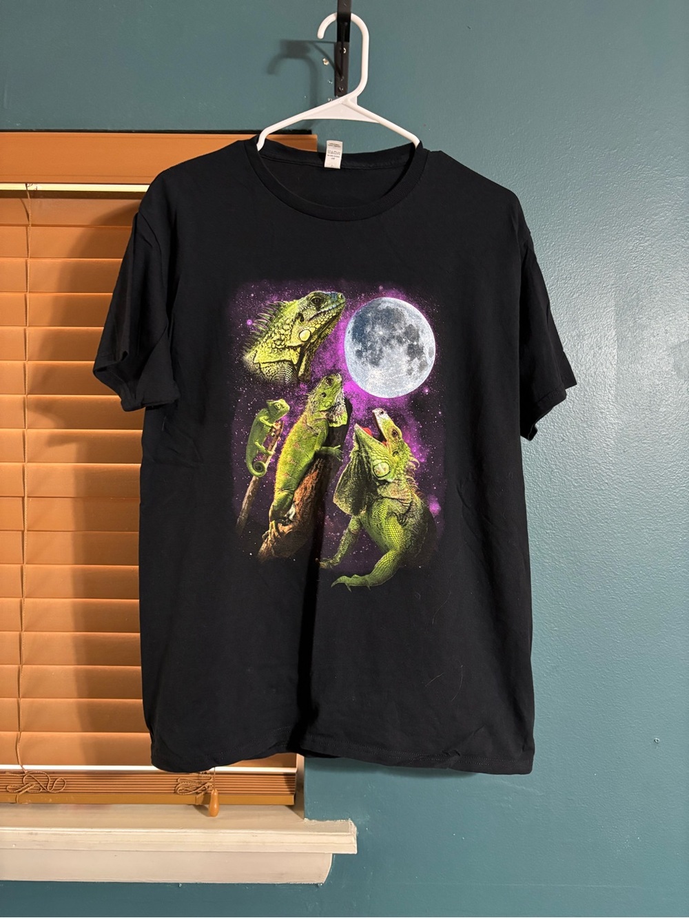 Black T Shirt with Space Iguanas